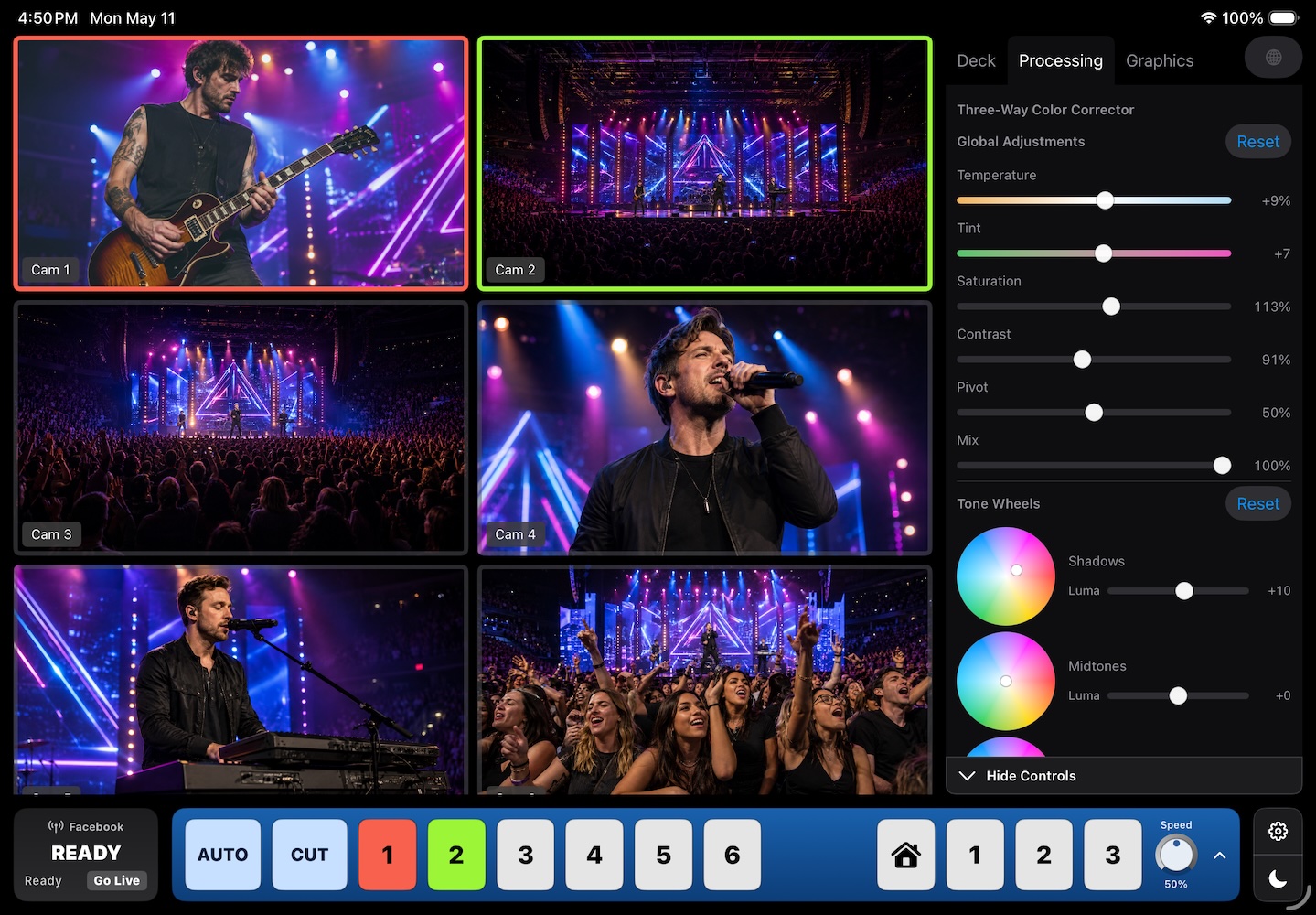 Screenshot of the PTZ Live application interface